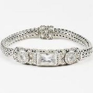 John Hardy Silver & Gold & White Topaz Bracelet